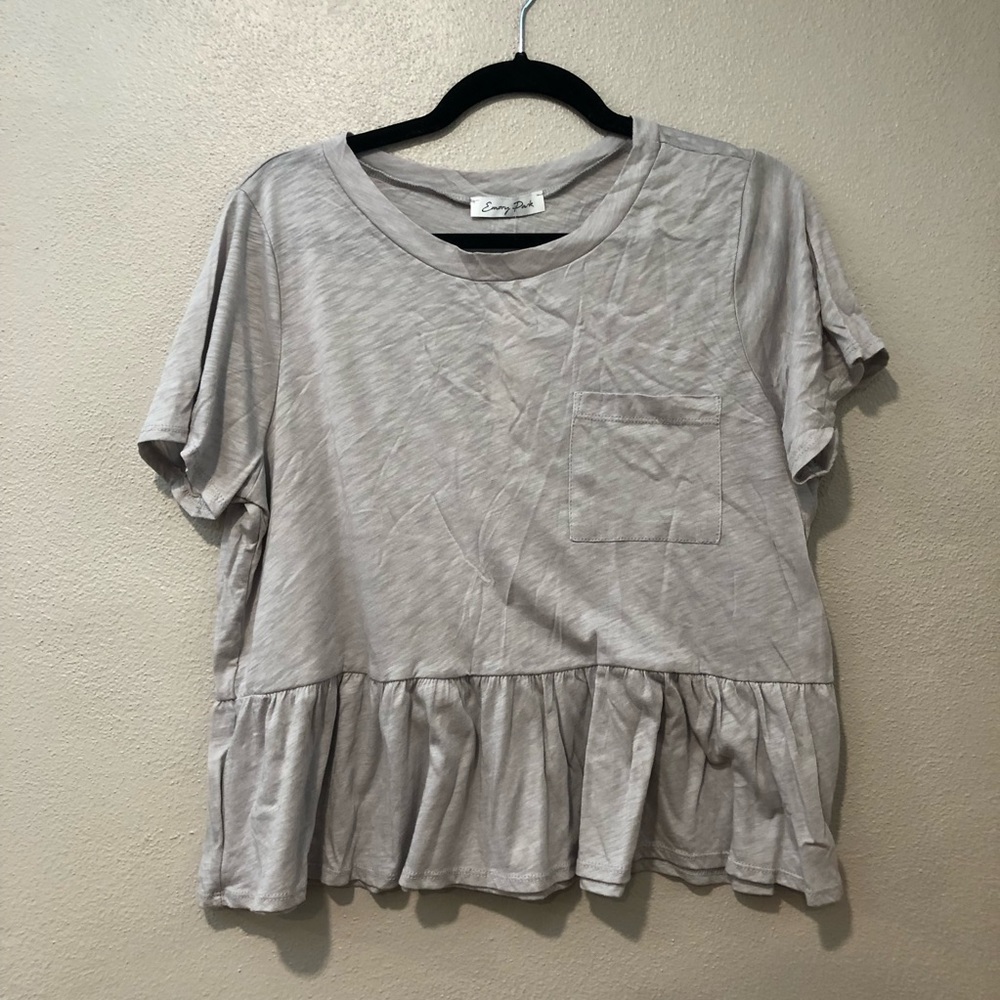 NWT Grey Short Sleeve Peplum Top from Francesca’s
